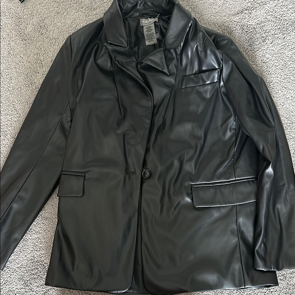 Black Faux Leather Jacket size Small